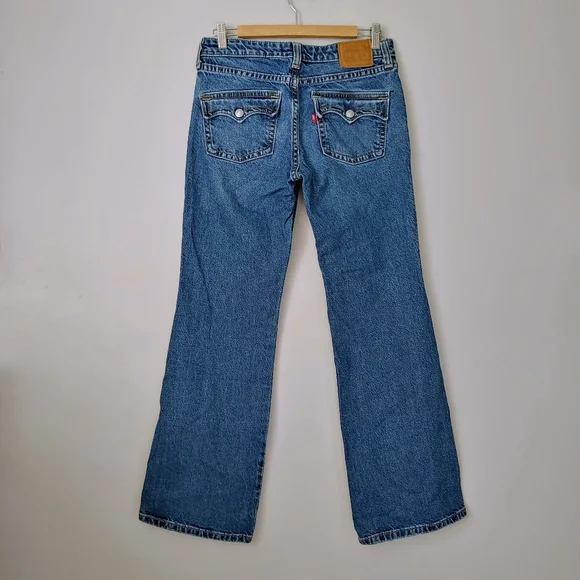 Levi's Noughties Bootcut Low Rise Jeans Size 29 Blue Wash Pocket Y2k 28 - Picture 11 of 16